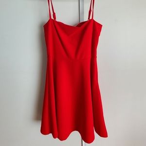 Lulu's Get To Bow Me Red Skater Dress